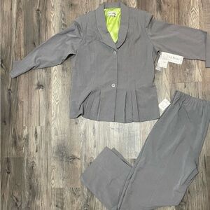 Danny & Nicole Gray Two-Piece Suit with Lime Green Lining